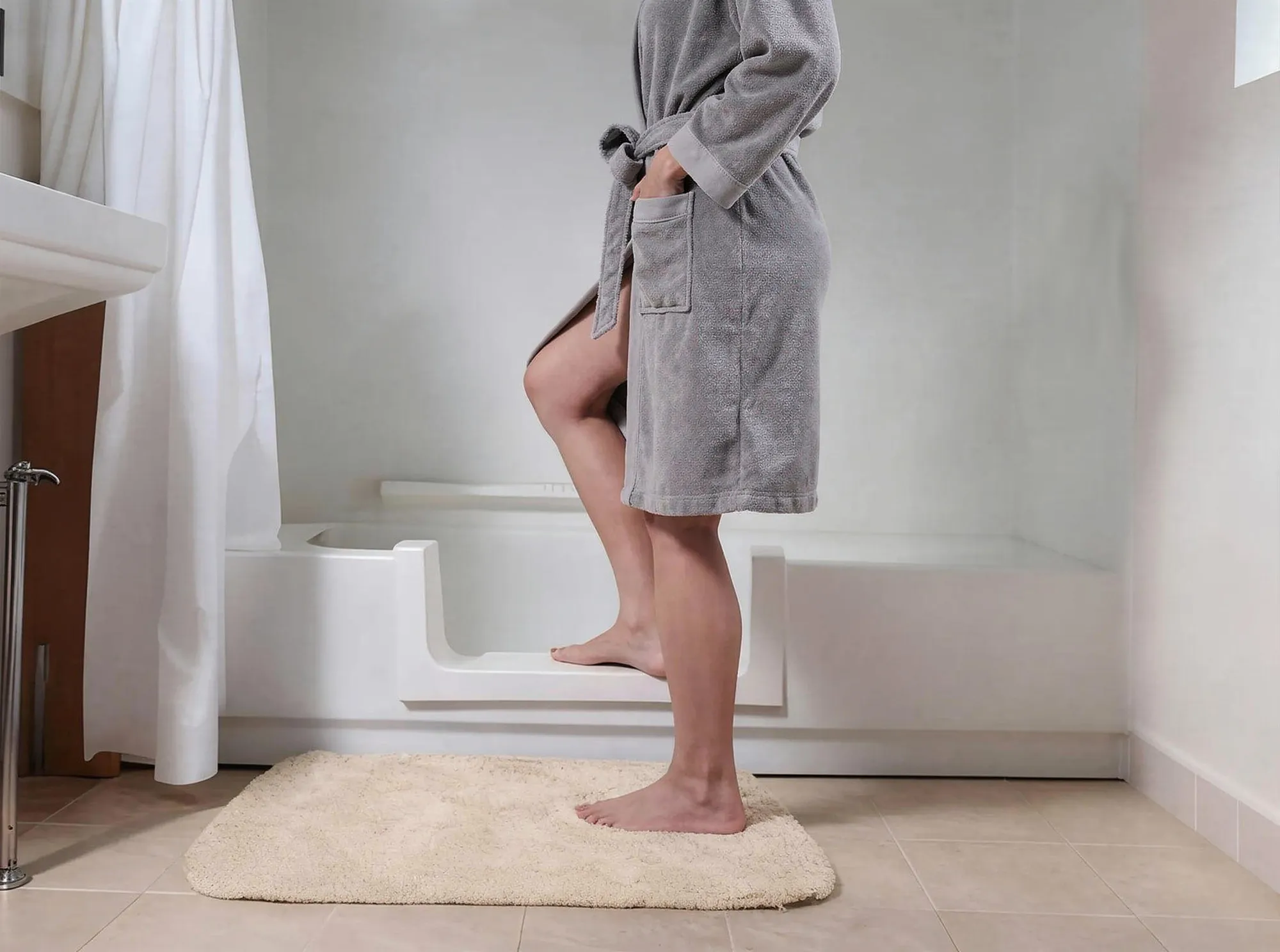 Messy bathroom after a full tub removal